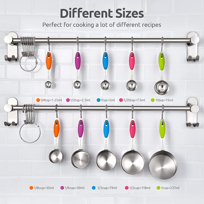 U-Taste 18/8 Stainless Steel Measuring Spoons Set for Dry and Liquid Ingredients(Set of 9), and Upgraded Measuring Cups and Spoons Set of 10 with Reinforced Welded Handle (Color)