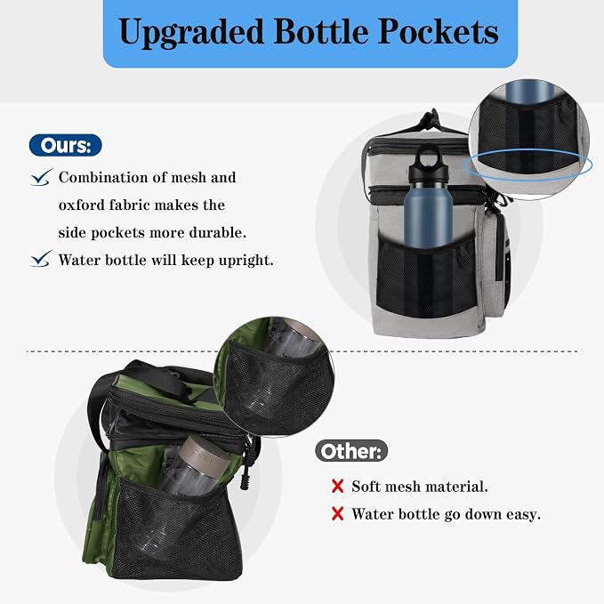 Lunch Box Cooler Bag - Tactical Insulated Lunchbox for Men - Large Lunch Pail Kit for Adults Work Outdoor Shifts Trips Grey 16L