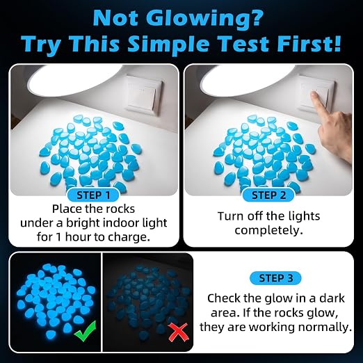 NAMTSO Blue Glow in the Dark Rocks Outdoor Garden Decor, 1000 pcs, 4.6 lbs | Large 0.6"-1.1"/pc, Resin Glowing Pebbles, Luminous Stones for Landscaping, Patio, Backyard, Lawn, Aquarium & Fish Tank Decor