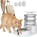 RIZZARI 5L Gravity Cat Water Dispenser: Filtered for Small Pets | Reduced Refills / Stainless Steel Bowl / Anti Splash Base /BPA-Free Materials/ Easy Cleaning / Kitchen Living Room Use