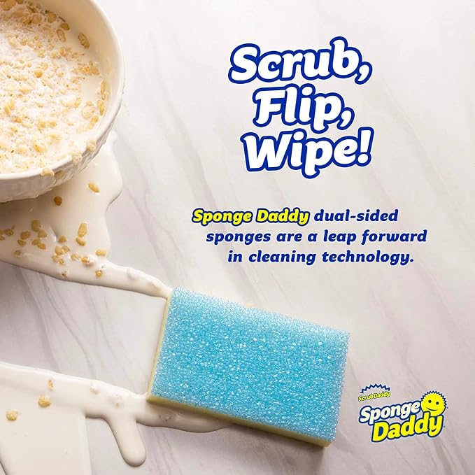 Scrub Daddy Extra Large Sponge Daddy - Bulk Kitchen Sponges for Cleaning Different Rooms & Surfaces - Dual-Sided Dish Scrubber with FlexTexture Foam (18 Count)