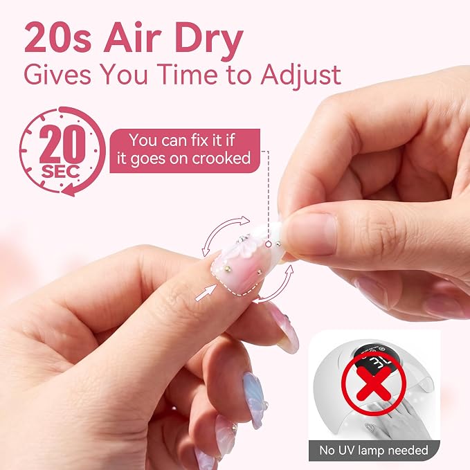Makartt Press On Nail Glue: No UV Lamp Needed, 20s Air Dry Adjustable for Beginners, Strong Hold, Semi-solid Precise Control, Easy for Press-On Users At-home Application, HEMA-Free for Sensitive Nails