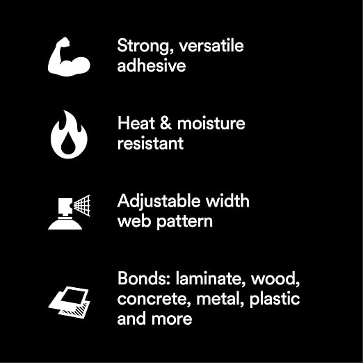 3M Hi-Strength 90 CA Spray Adhesive, Low VOC, Permanent, Bonds Laminate, Wood, Concrete, Metal, Plastic, Clear Glue, Net Wt 19 oz