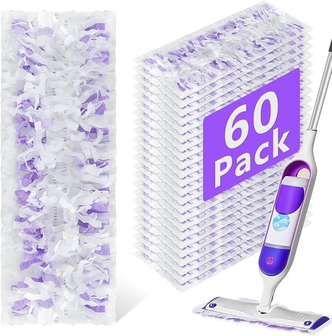60 Pack Power Mop Refill Pads for Swiffer Power Mop, Disposable Swifter Wet Pad Refills for Swiffer, Replacement Spray Wet Pads Refills for Multi-Surface&Wood Floor Cleaning
