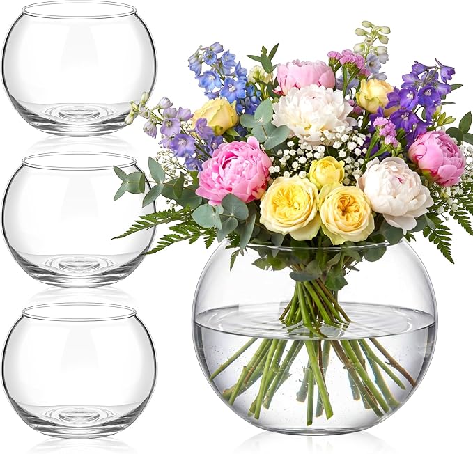 4 Pcs Fish Bowl Bubble Vase Bulk,6.1" h X 7.87" w