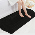COSY HOMEER Bathroom Mat Rugs 24”x48” Non-Slip Absorbent Bath Mat Plush Shaggy Machine Washable Bath Rugs Soft Polyester Bath Mats for Bathroom Floor,Tub and Shower,Black