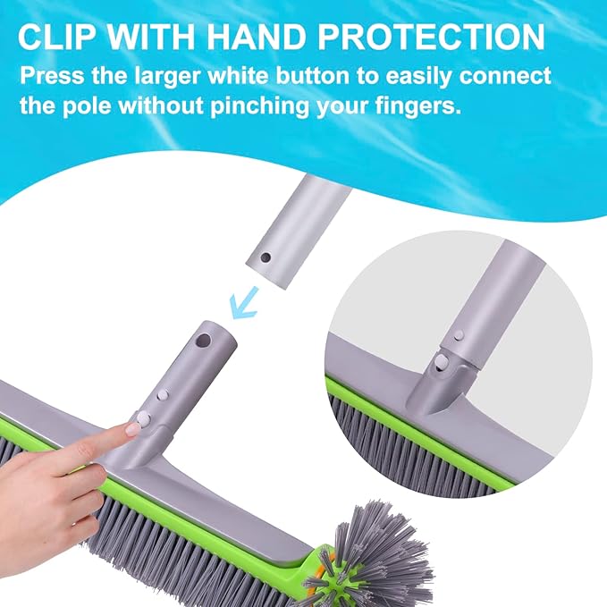 Sepetrel Pool Brush Head for Cleaning Walls,Heavy Duty Inground/Above Ground Swimming Pool Round Scrub Brushes with Premium Strong Bristle & Reinforced Aluminium Back