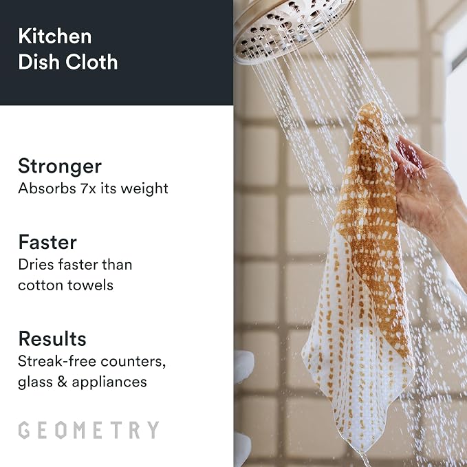 GEOMETRY Kitchen Dish Cloths - Quick Dry Dishcloths for Kitchen - Premium Dish Rags with Geoweave - 3-Pieces Night Reeds