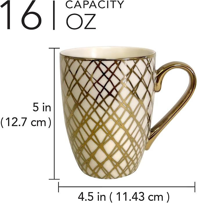 Matrix Gold Porcelain Coffee & Tea Mug Set – Premium Fine Porcelain with Elegant Gold-Plated Finish, Luxury Drinkware for Everyday Dining, Entertaining & Special Occasions
