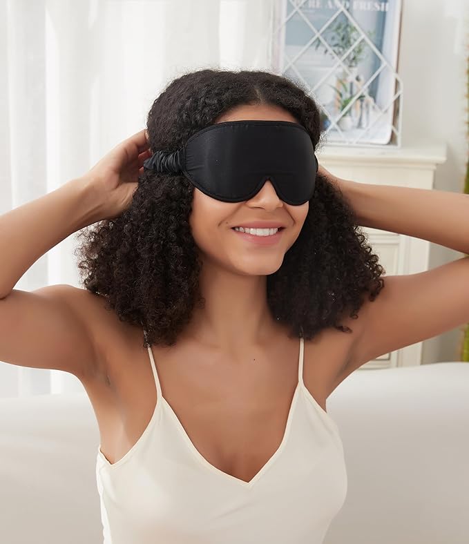 Alaska Bear Silk Contour Sleep Mask with Molded Cups, Luxury Cool 22 Momme,3D Padded Eye Mask for Sleeping with Gift Box