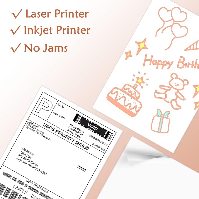 9527 Product Full Sheet Shipping Labels, 8-1/2" x 11" Blank White Sticker Paper, Self Adhesive Address Labels for Laser/Inkjet Printers, 2000 Labels