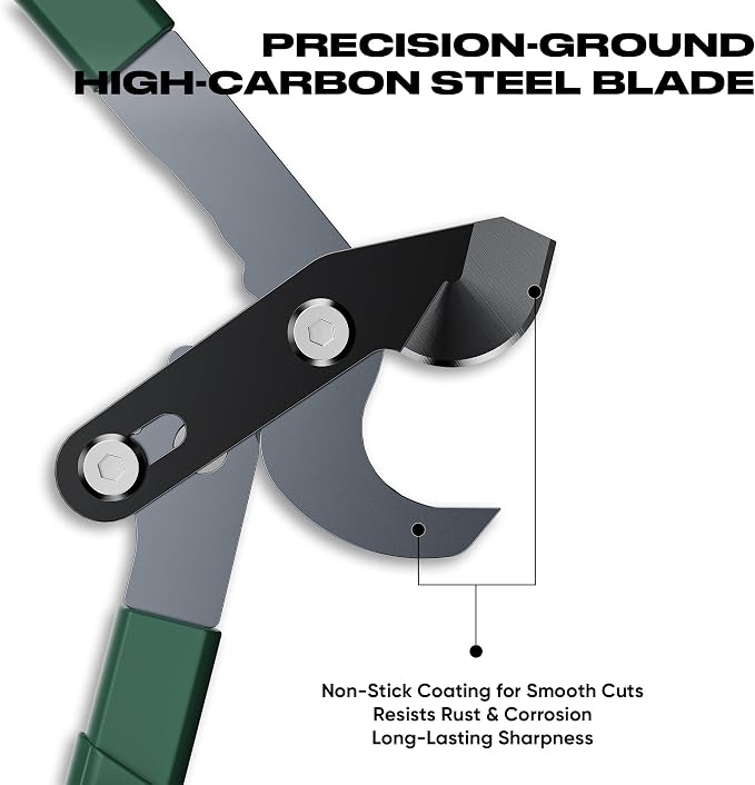 GARTOL 2-Inch Cutting Capacity Bypass Loppers, 26-33" Extendable Tree Branch Cutter, Professional Gear-Driven Labor-Saving Heavy Duty Pruners, Carbon Steel Teflon Blade & Lightweight Aluminum Handles