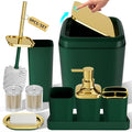 XLHOMO Bathroom Accessories Set - Luxury Green Bathroom Set, 9 Pieces Bathroom Accessory Set, Dark Green Bathroom Accessories with Trash Can, Toilet Brush & Soap Dispenser