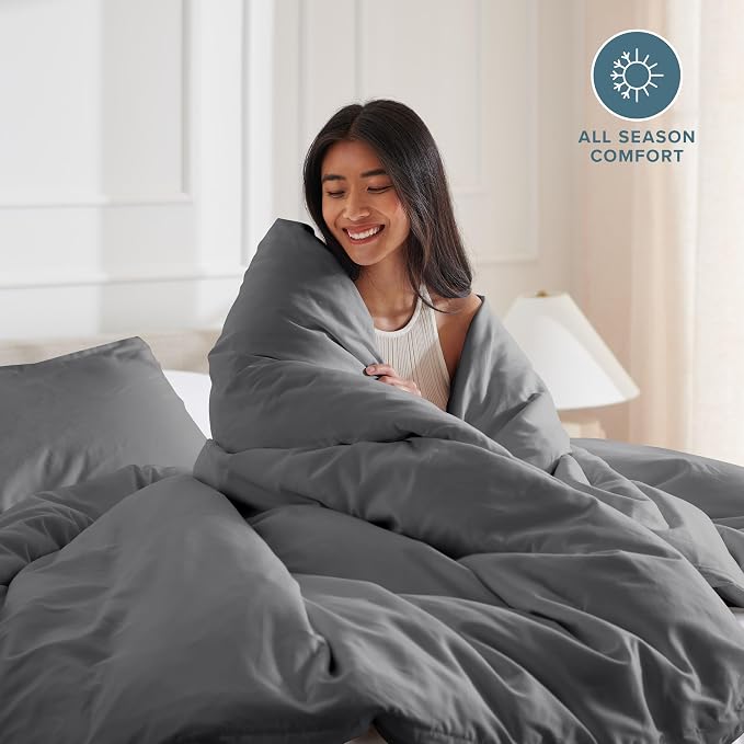 Bare Home Bedding Duvet Cover Oversized King Size - Premium 1800 Super Soft Collection - Lightweight, Duvet Cover - Soft Textured Bedding (Oversized King, Grey)