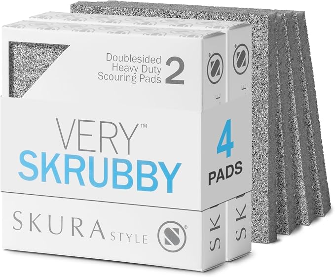 Skura Style Everyday Essentials — 4 Odor Free, Non-Scratch Kitchen Sponges + 4 Very SKRUBBY Heavy-Duty Scouring Pads + 10 Wipe Envy Lint-Free Microfiber Wipes