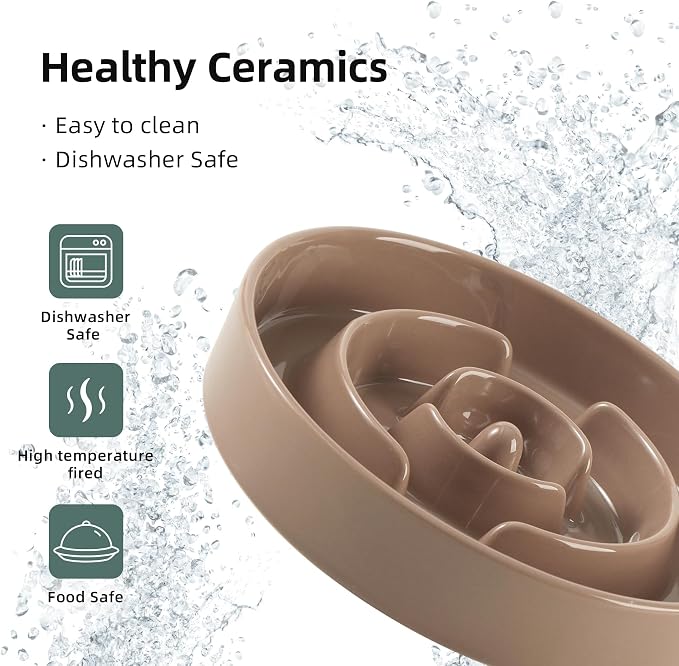 Havniva Dog Bowls Slow Feeder, Ceramic Slow Feeder Dog Bowls for Fast Eater | 1.6 Cups Dog Food Bowl Puzzle Feeder, Slow Feeding Bowls for Medium Breed, Non-Slip Base, Anti-Choking