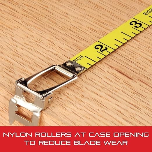 Starrett Closed Reel Long Line Tape with Nylon Rollers, Rewind Mechanism, and Folding Hook Ring - 50' Length, 3/8" Width, 1/8" Graduation, L1 Graduation Style Number - 530-50