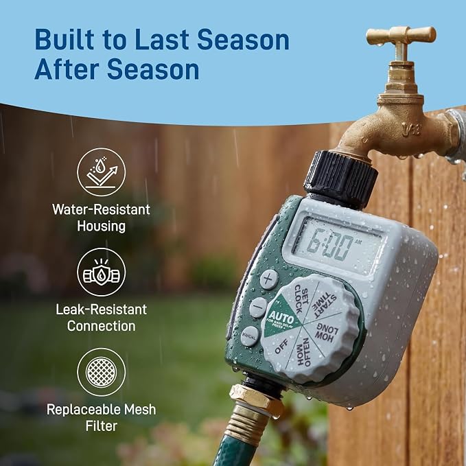 2-Pack (2 Total Timers) Orbit Programmable Digital Hose Watering Timer - 1 Outlet - Battery Powered - with LCD Screen - Built-in Rain Delay - Water-Resistant - 62061