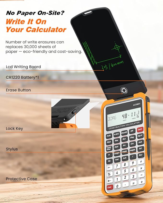 ROATEE Construction Calculator with Pad Silver Industrial & Scientific Engineering Calculator for Contractor