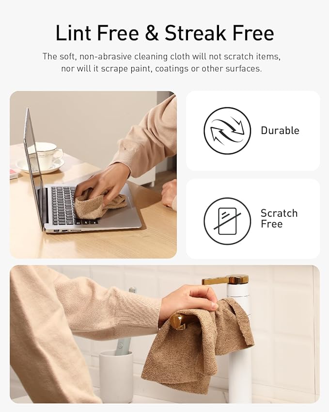 Fantasticlean Microfiber Cleaning Cloth Roll -30 Pack, Tear Away Microfiber Towels, 12" x 12", Reusable, Washable, Scratch Free, Ultra Absorbent Dishcloth for All-Around Cleaning Supplies (TAN)