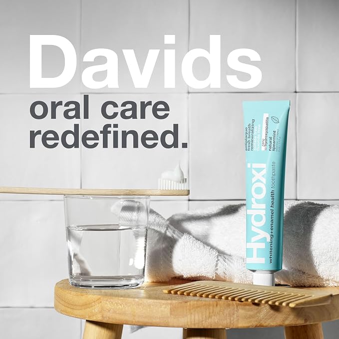 Davids Nano Hydroxyapatite Toothpaste Whitening Enamel Health Spearmint 4oz | Antiplaque, SLS (Sulfate) Free Formula, Fluoride Free, Kid-Friendly Flavor, Nano-Hydroxyapatite Toothpaste
