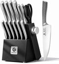 Imarku 14-Piece Japanese Gyutou Stainless Steel Knife Set with Block | 15° Precision Edge | 56±2 HRC Hardness | Full-Tang Build for Perfect Balance | Built-in Sharpener for Easy Maintenance