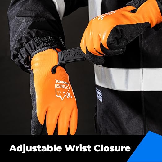 toolant 100% Waterproof Winter Work Gloves, Thermal Insulation with Grip | Touchscreen, Freezer Work for Men and Women, Cold Weather Work & Outdoor Tasks, Orange, X-Large