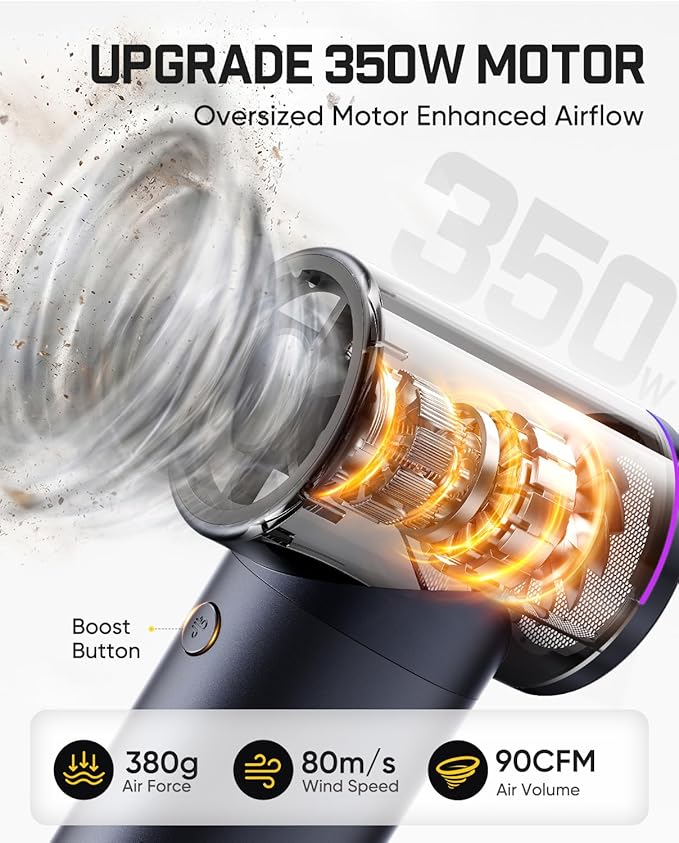 Fanttik B11 Apex Electric Air Duster, High-Performance Compressed Air Duster, 100 Gears Adjustable, One-tap Booster, 42.12Wh Rechargeable Battery, Electric Duster for PC, Workshop, Car Interior