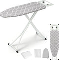 Ironing Board,Foldable Ironing Board Adjustable Height Compact Iron Board Thick Steel Tube Iron Board with Holder,Replacing Cloth Cover and Mini Handheld Gloves,Gift for Women(Grey Texture)