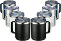 MEWAY 12oz Coffee Mug With Handle 8 Pack Bulk,Stainless Steel Insulated Travel Tumblers With Sliding Lid,Double Wall Vacuum Camping Cup for Hot & Cold Drinks Tea (Multicolor,Set of 8)