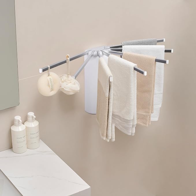 RFOUO Wall Mounted Clothes Drying Rack Tripod,Foldable Drying Rack,Wall Mounted Dryer Rack Clothing,Over The Door Drying Rack for Laundry Bedroom Household Aluminium