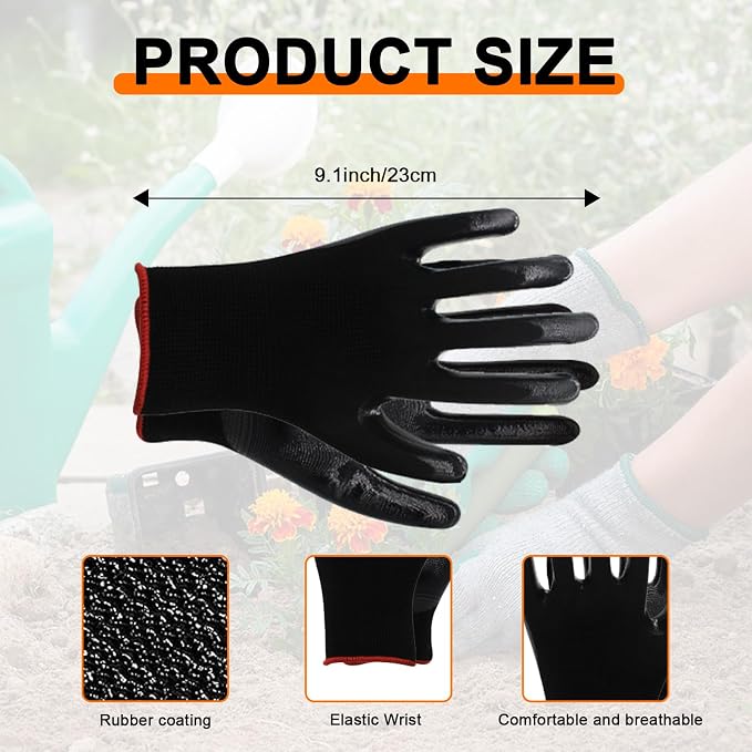 PU Safety Work Gloves Nitrile Coated Mechanic Gloves 72 Pairs | 144 Count Industrial Protective Hand Mittens, Wear Resistant Construction Repairing Warehouses Yard Working Gloves Gear