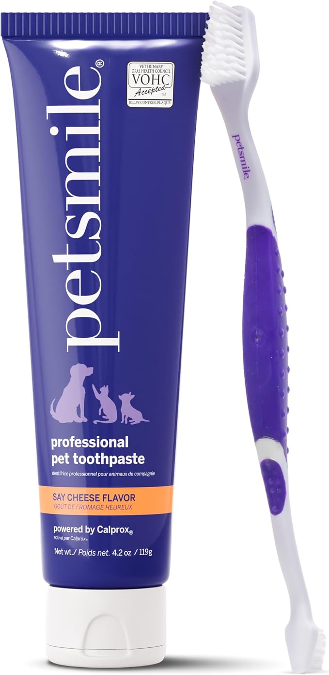 Petsmile VOHC Accepted Pet Toothpaste, London Broil 4.5 Oz, Cats + Dogs | VOHC Accepted, Calprox® Powered, Fights Plaque + Tartar, No-Brush Required, Human-Grade Ingredients, 6-Month Supply, Vegan