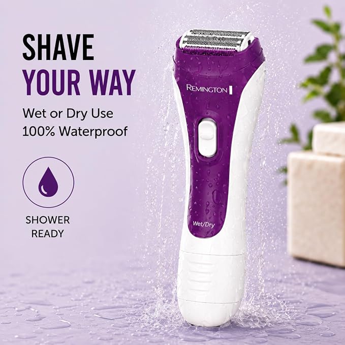 Remington Smooth & Silky Electric Shaver for Women, 3-Blade Wet & Dry Razor | Battery Operated for Cordless Use, Includes Bikini Trimmer Attachment, 100% Waterproof Design, Flexible Hypoallergenic Foils