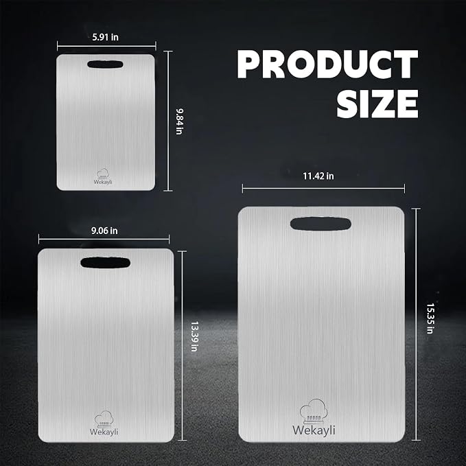 304 Stainless Steel Cutting Board Set,Cutting Boards Non Toxic | Metal Cutting Boards for kitchen, Dishwasher Safe, Chopping Boards for Meat Vegetable Fruit(15"x 11",13"x 9",10"x 6")