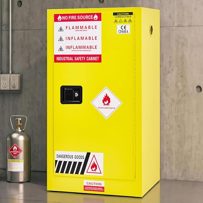SPECRAFT 45-Gallon Flammable Safety Cabinet | 44 x 23 x 18 In, Cold-Rolled Steel, Adjustable Shelves, OSHA and CE Certified, for Industrial, Commercial and Lab Use