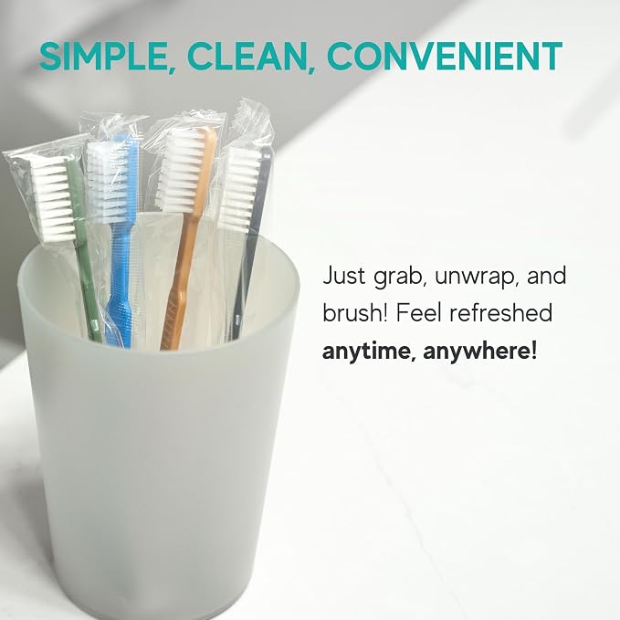 Avistar 160 Prepasted Disposable Toothbrushes Individually Wrapped - Single Use Pre Pasted Disposable Toothbrushes with Toothpaste Built in - Waterless Toothbrush for Travel, Guests, Hotel, & Camping