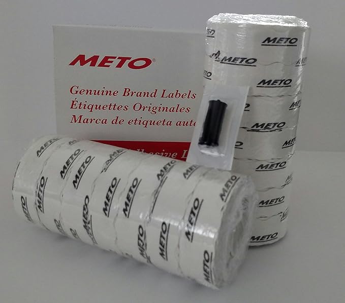 ABC Meto Pricing Gun Labels, 1-Line w/Ink Roller - 10 Rolls, 10,000 Labels