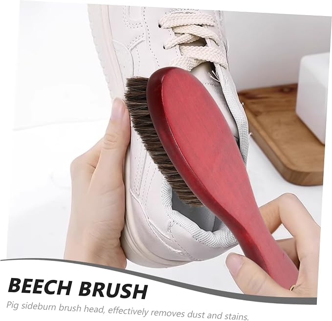 NOLITOY Portable Horsehair Shoe Cleaning Brush Handle for Polishing and Dust Removal for Footwear Care