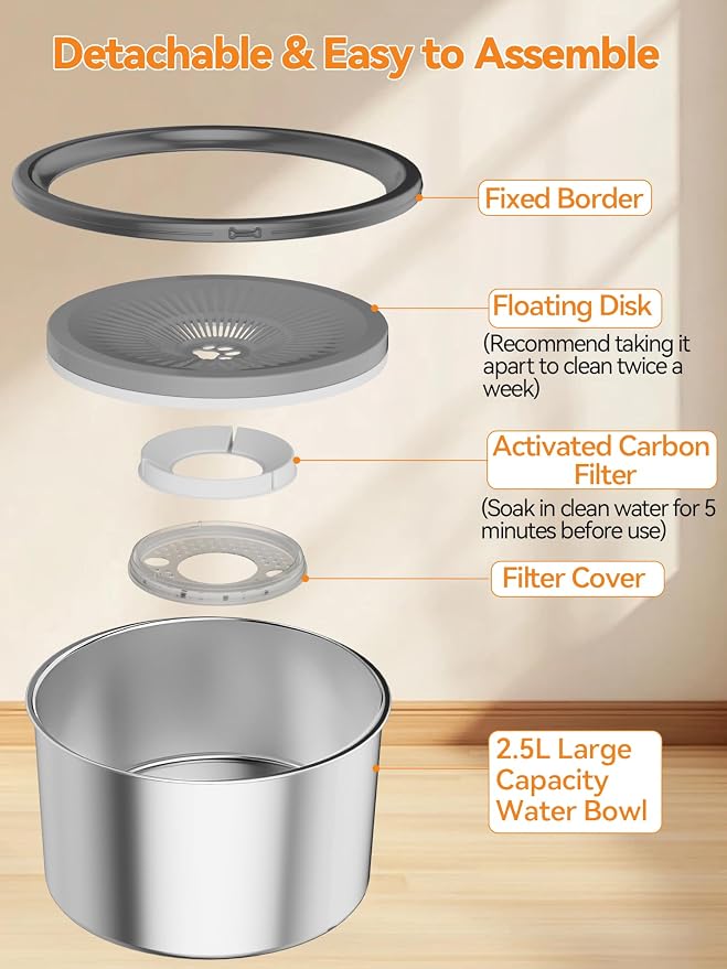 2.5L No Spill Dog Crate Bowl, 2Pcs Stainless Steel Bowls Set | Adjustable Height , Anti-Splash Water & Food Pet Bowl For Cage Kennel, Large Capacity For Medium Large Dogs