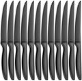 SuperCook Black Steak Knives of 12, High End Stainless Steel Steak Knives Set of 12, Dishwasher Safe Steak Knive, Serrated