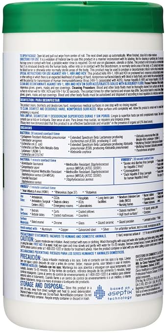 Clorox Healthcare Hydrogen Peroxide Cleaner Disinfectant Wipes, 6.75" x 9", 95 Count (Package May Vary)