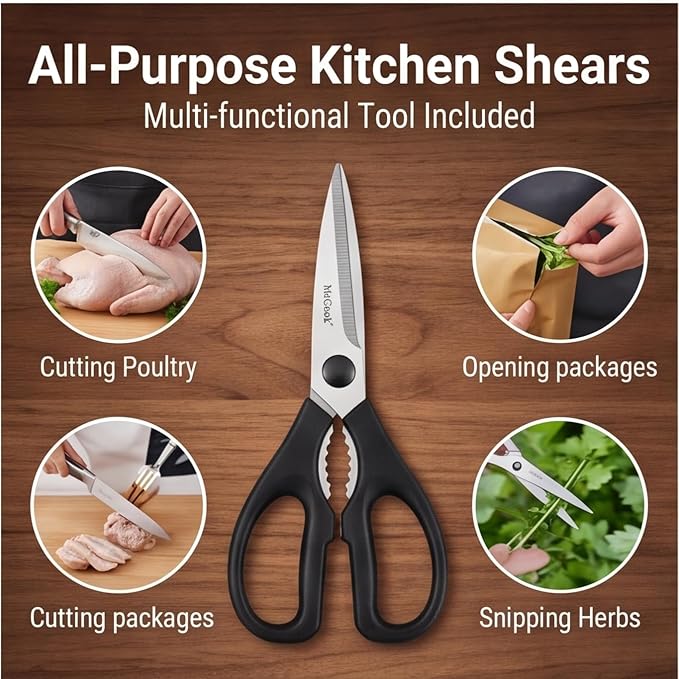 McCook Knife Set Kitchen Steel Knife Block Set w Built-in Sharpener | German Forged Stainless Steel, 20 PC,Razor Sharp, Anti-Rust,Restaurant Grade,Ergonomic Handles,Full Tang,Gift Box