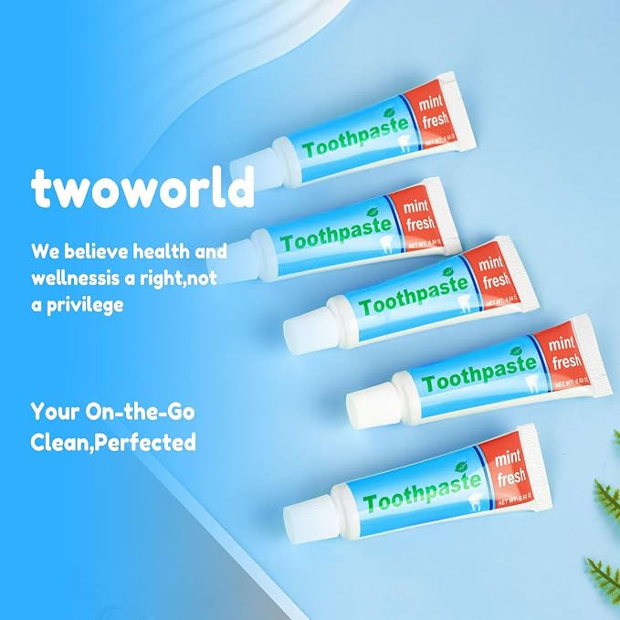 twoworld 40 Toothpaste in Bulk 0.88oz,Mini Toothpaste Travel Size | Travel Toothpaste Bulk Mint Scent TSA Compliant for Hotel Camping Gym Office School Homeless