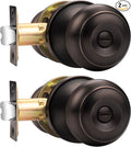 Probrico Privacy Door Knob Bedroom Door Locks, Keyless Interior Door Knobs for Bathroom, Oil Rubbed Bronze, 2 Pack