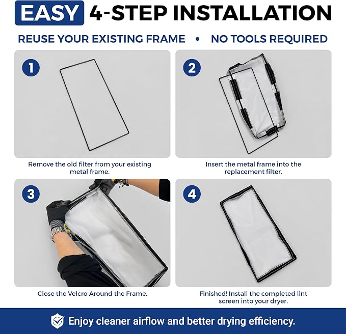 Dexter Lint Screen Replacement – Durable Frameless Dryer Lint Filters for Commercial & Residential Use (9822-010-000) - 26 7/8" X 24" (Pack of 5)