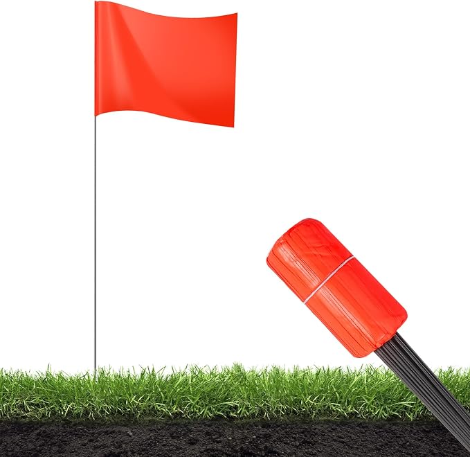 15x4x5 Inch Marking Flags – High-Visibility Yard & Lawn Flags for Boundary, Dog Training, Landscaping, Sprinklers, Surveying & Construction | Durable, UV & Weather Resistant (Orange, 500 Pack)
