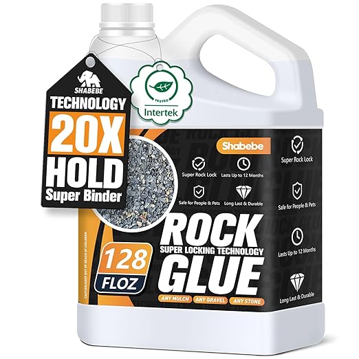 Rock Glue for Landscaping, 1 Gallon 20X Mega Hold Mulch Hold Gravel Binder, Intertek Test Pea Gravel Stabilizer, Pet Safe Mulch Stone Adhesive for Walkways, Yards & Decorative Driveway Edges