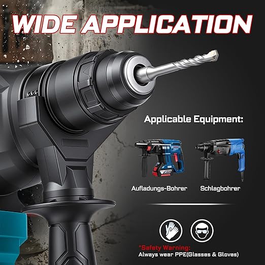 GEINXURN 15 PCS 1/4" x 4" Double Thread Rotary Hammer Drill Bits, Masonry Drill Bits Tool Set Carbide Tipped, Drilling in Brick, Stone and Concrete, Cement Walls