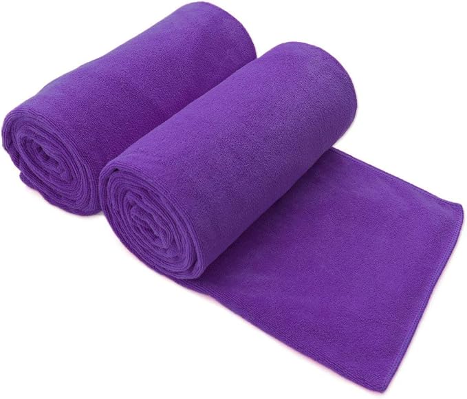 JML Microfiber Bath Towels, 2 Pack, 30" x 60", Violet | Oversized, Ultra Soft, Super Absorbent, Fast Drying, Perfect for Bathroom, Shower, Sauna, Yoga, Gym